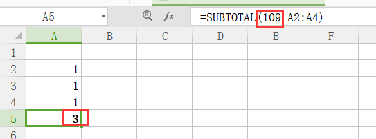Subtotal函数中的9与109有什么区别？-1